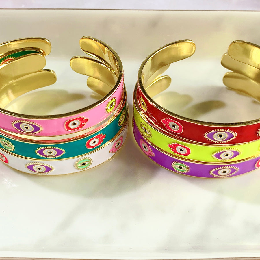 Stainless Steel Evil Eyes Enamel Bracelet BA0012-17