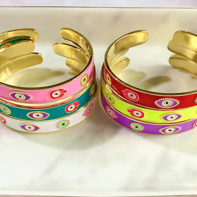 Stainless Steel Evil Eyes Enamel Bracelet BA0012-17