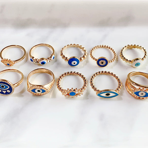 Stainless Steel Evil Eyes Blue Eye Ring RA0001