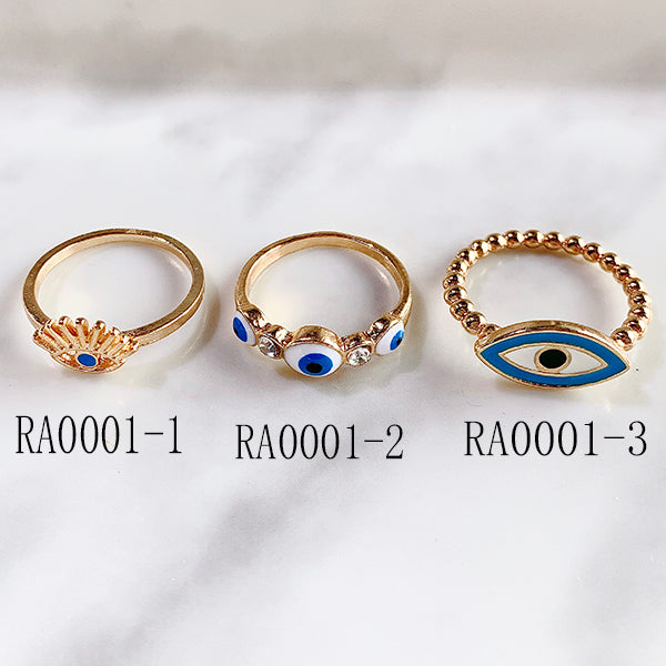 Stainless Steel Evil Eyes Blue Eye Ring RA0001
