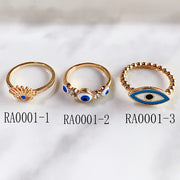 Stainless Steel Evil Eyes Blue Eye Ring RA0001