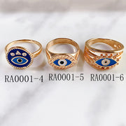 Stainless Steel Evil Eyes Blue Eye Ring RA0001