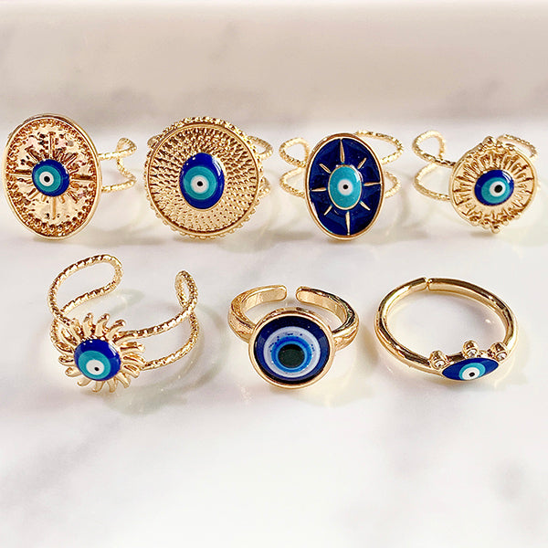 Stainless Steel Evil Eyes can adjust Ring RA0003