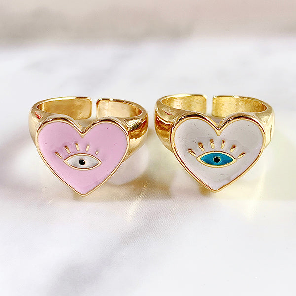 Stainless Steel Evil Eyes  Enamel  Can Adjust Ring RA0004