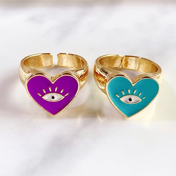 Stainless Steel Evil Eyes  Enamel  Can Adjust Ring RA0004
