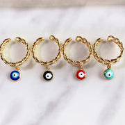 Stainless Steel Evil Eyes Can Adjust Ring RA0005