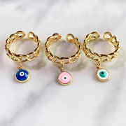 Stainless Steel Evil Eyes Can Adjust Ring RA0005