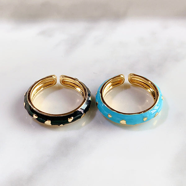 Stainless Steel Evil Eyes  Enamel  Can Adjust Ring RA0007