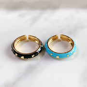 Stainless Steel Evil Eyes  Enamel  Can Adjust Ring RA0007