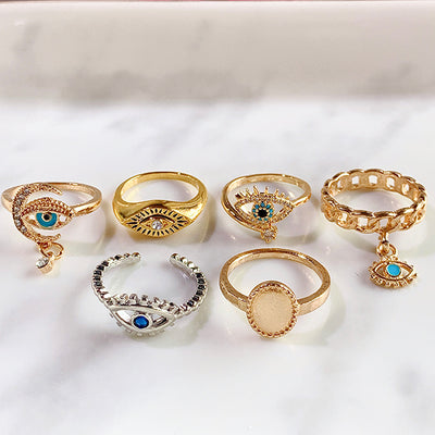 Stainless Steel Evil Eyes  Zircon Ring RB0002