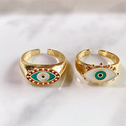 Stainless Steel Evil Eyes Enamel  Can Adjust Ring RC0004