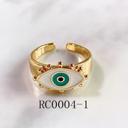 Stainless Steel Evil Eyes Enamel  Can Adjust Ring RC0004