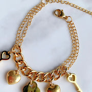Stainless Steel Evil Eyes Heart Key Bracelet BD0002