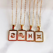 Stainless Steel Evil Eye 12 Constellation Pendant Shell Necklace NA0027