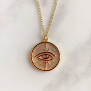 Stainless Steel Evil Eyes Pendant  Zircon  Necklace NA0054