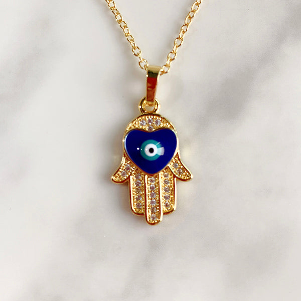 Stainless Steel Evil Eyes Pendant Zircon Necklace NA0055