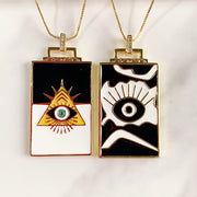 Stainless Steel Evil Eyes Pendant Necklace NA0057-58