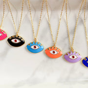 Stainless Steel Evil Eyes Enamel Pendant Zircon Necklace NC0032