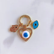 Stainless Steel Evil Eyes Heart Pendant Zircon Necklace NB0026