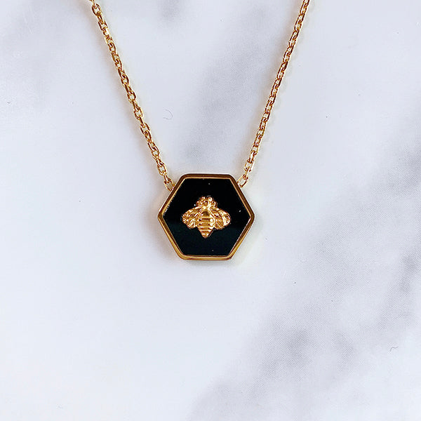Stainless Steel BEE Pendant Enamel Necklace NB0037
