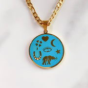 Stainless Steel Evil Eyes Elephant Pendant Necklace NB0046