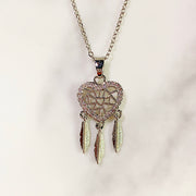 Stainless Steel  Dreamcatcher Pendant Zircon Necklace NB0053