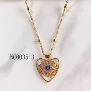 Stainless Steel Evil Eyes Pendant Zircon Necklace NC0035