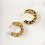Stainless Steel Moon Star Zircon Earring EC0007