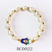 Evil Eyes Zircon Pearl Bracelet BC0022-24