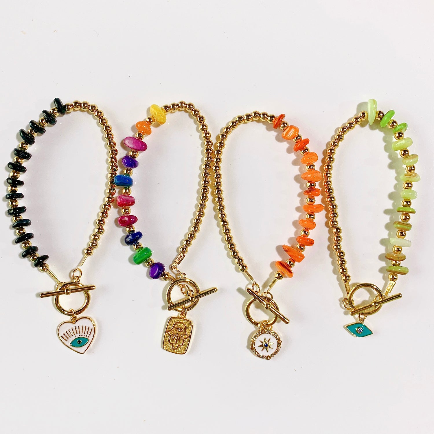 Stainless Steel Evil Eyes  Resin Enamel  Bracelet BC0027-30