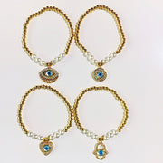 Stainless Steel Shell Evil Eyes Zircon  Bracelet BC0031