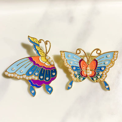 Butterfly Enamel  Imitation Pearl Alloy Brooch 11-12