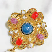 Baroque Pearl Hollow Colored Stone Alloy Brooch 17