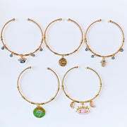 Stainless Steel Evil Eyes Zircon  Bracelet BE0001-5