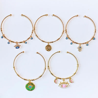 Stainless Steel Evil Eyes Zircon  Bracelet BE0001-5