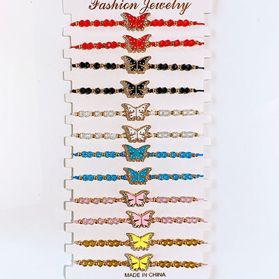 Hand Knitting Butterfly  Zircon  Bracelet (a set 12pcs) BD0016