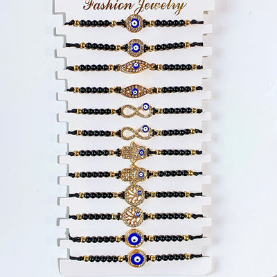 Evil Eyes Zircon Black Series Bracelet (a set 12pcs) BD0024