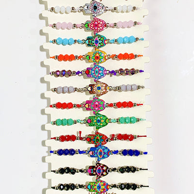 Different Color Evil Eyes Hand Enamel  Bracelet (a set 12pcs) BD0035