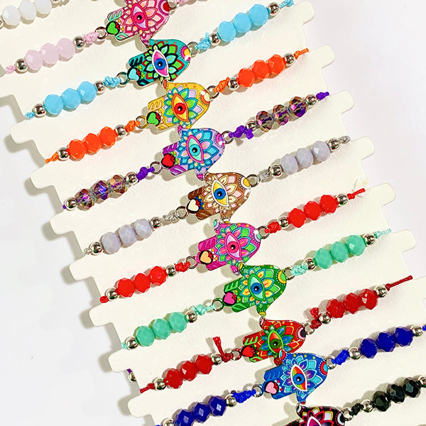 Different Color Evil Eyes Hand Enamel  Bracelet (a set 12pcs) BD0035