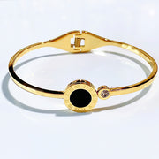 Stainless Steel Black Enamel Zircon  Bracelet BC0046