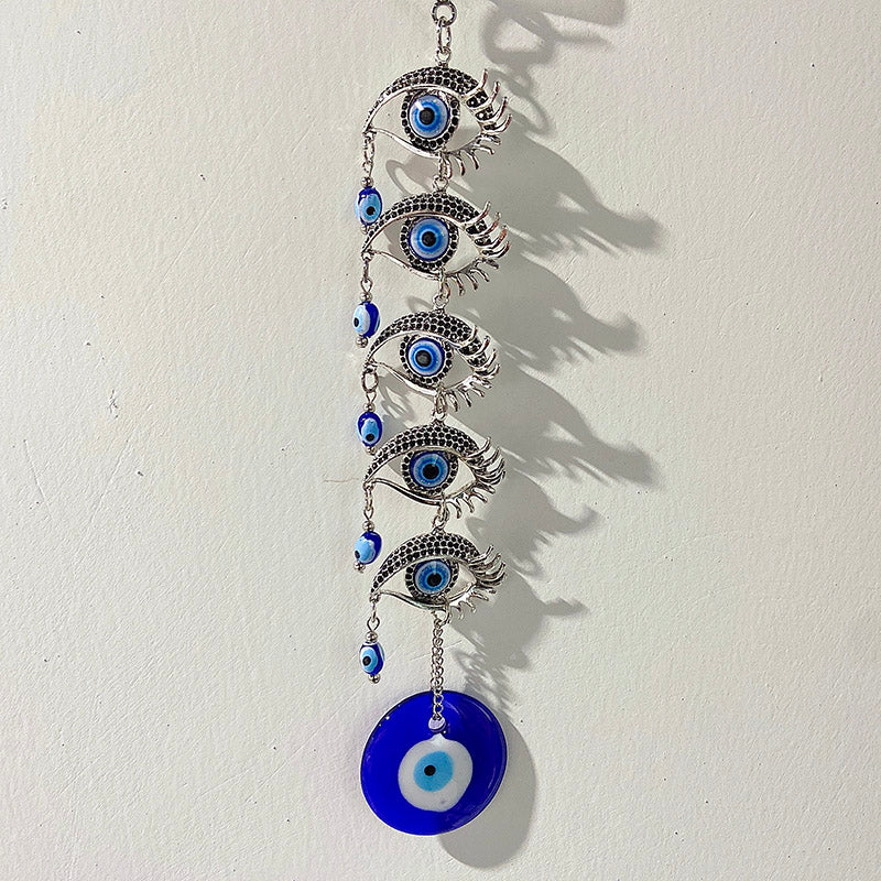 Stainless Steel Evil Eyes Coloured Glaze Wind Bell & Car Pendant WA0005