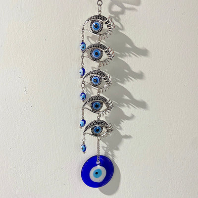 Stainless Steel Evil Eyes Coloured Glaze Wind Bell & Car Pendant WA0005