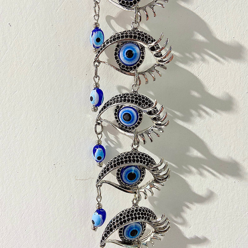 Stainless Steel Evil Eyes Coloured Glaze Wind Bell & Car Pendant WA0005