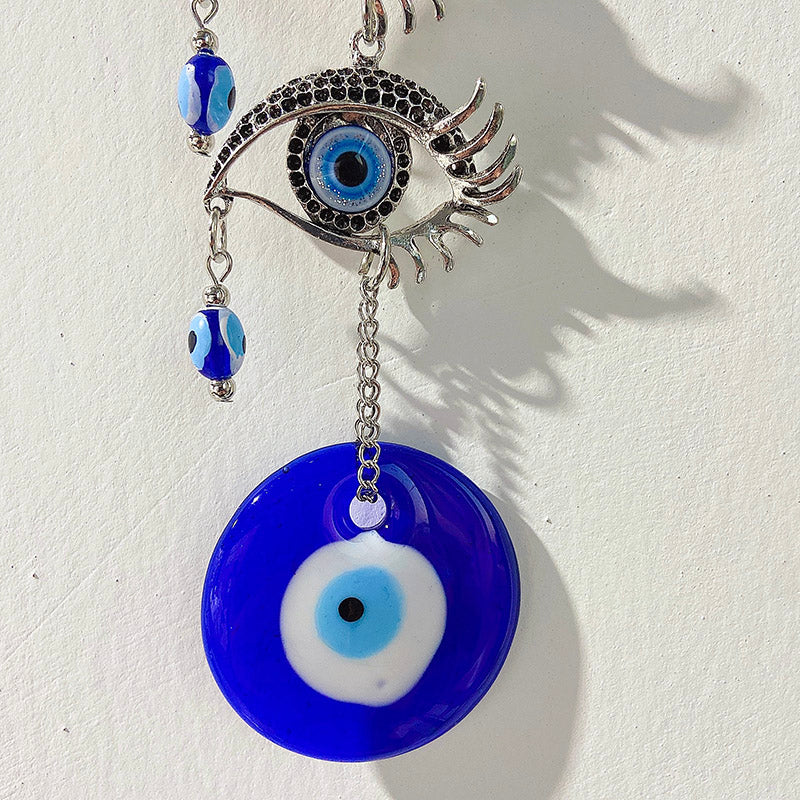 Stainless Steel Evil Eyes Coloured Glaze Wind Bell & Car Pendant WA0005