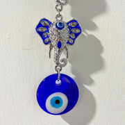 Coloured Glaze Evil Eyes  Elephant Wind Bell & Car Pendant WA0006