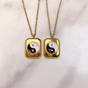 Stainless Steel  Tai Ji Enamel Pendant Necklace NB0064