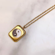 Stainless Steel  Tai Ji Enamel Pendant Necklace NB0064