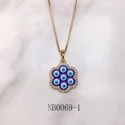 Stainless Steel Evil Eyes Enamel  Pendant Zircon Necklace NB0069
