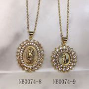 Stainless Steel Virgin Mary Pendant Zircon Necklace NB0074