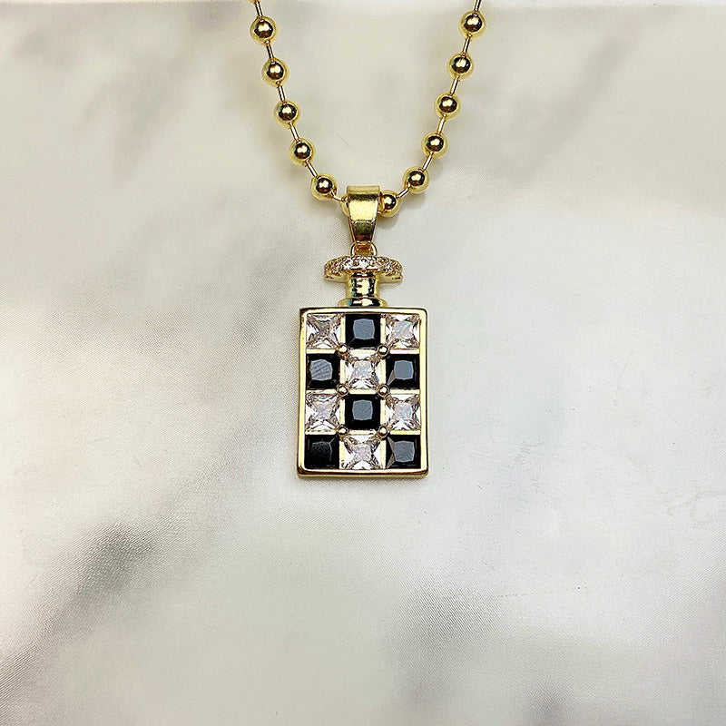 Stainless Steel Zircon Perfume Bottles Pendant Necklace NC0049